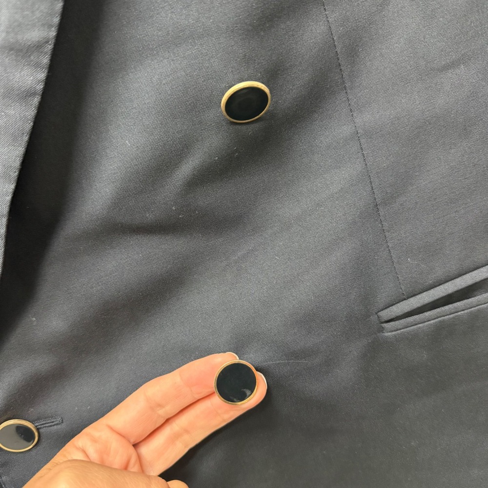 Canali Milano Mens Navy Blue Double Breasted Pure Wool Blazer Jacket Italy 52 42 - Picture 6 of 11